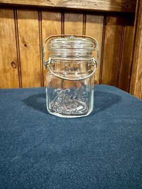 Vintage Ball Ideal Clear Glass Airtight Mason Jar with Wire Bail Lid